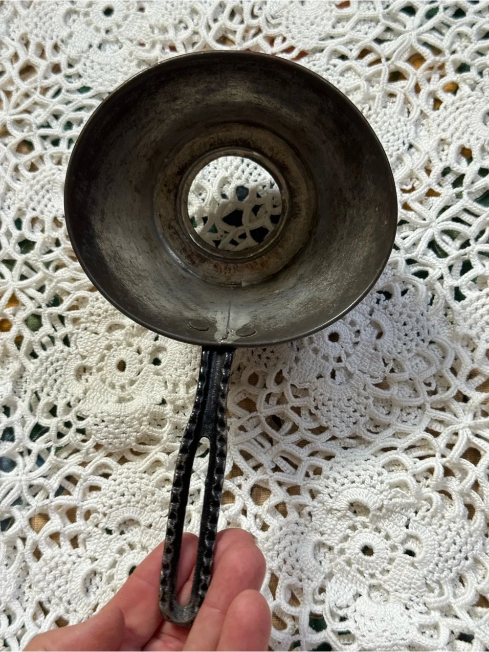 Vintage Metal Canning Funnel with Black Handle Primitive Farmhouse Kitchen
